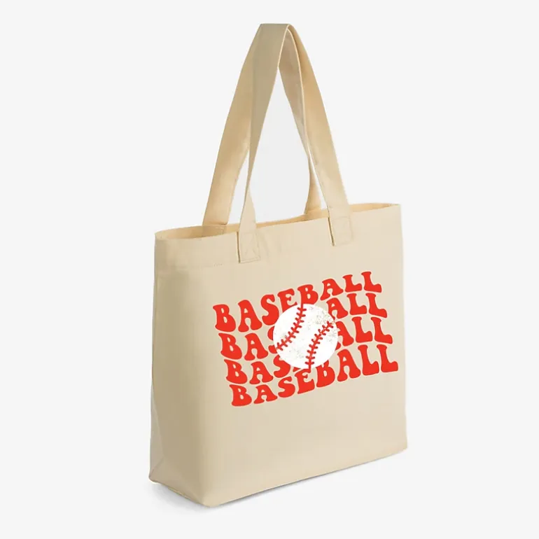 Simply Sage Market - Zippered Canvas Tote - Red Baseball Stacked