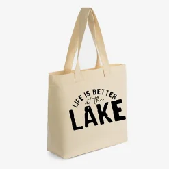 Simply Sage Market - Zippered Canvas Tote - Life Is Better At The Lake Curved