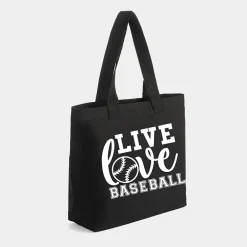 Simply Sage Market - Zippered Canvas Tote - Live Love Baseball