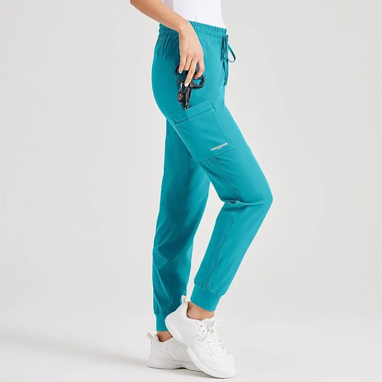 Skechers Skp552 Theory 4-Pocket Mid-Rise Jogger Womens Petite Stretch Fabric Moisture Wicking Scrub Pant