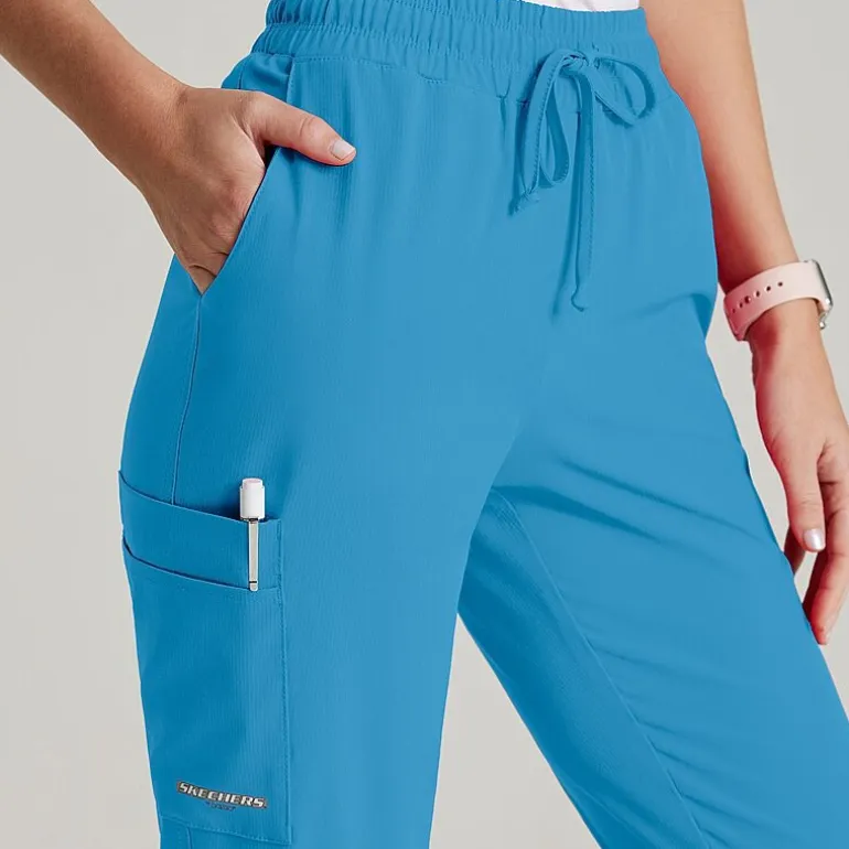 Skechers Skp552 Theory 4-Pocket Mid-Rise Jogger Womens Petite Stretch Fabric Moisture Wicking Scrub Pant