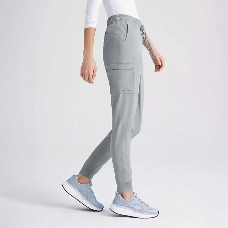Skechers Skp552 Theory 4-Pocket Mid-Rise Jogger Womens Petite Stretch Fabric Moisture Wicking Scrub Pant