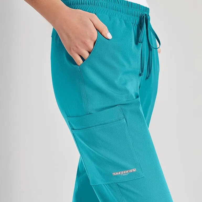 Skechers Skp552 Theory 4-Pocket Mid-Rise Jogger Womens Petite Stretch Fabric Moisture Wicking Scrub Pant