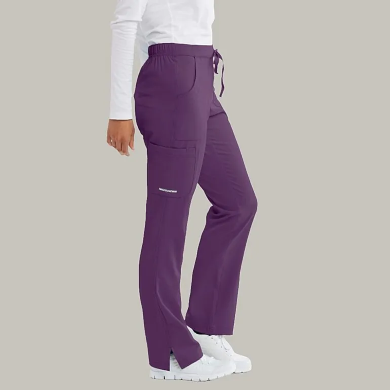 Skechers Sk201 Reliance 3-Pocket Mid-Rise Straight Leg Womens Petite Tag Free Stretch Fabric Moisture Wicking Scrub Pant