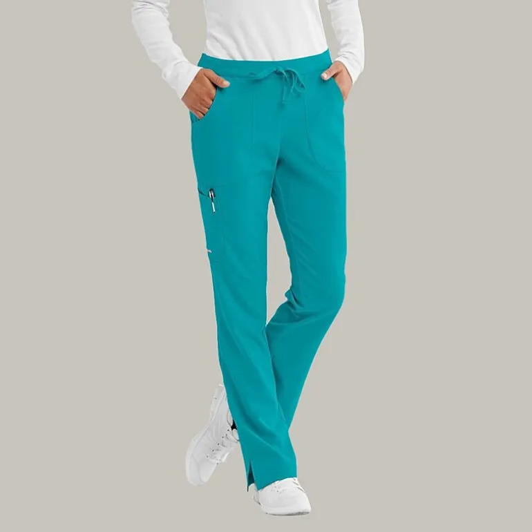 Skechers Sk201 Reliance 3-Pocket Mid-Rise Straight Leg Womens Petite Tag Free Stretch Fabric Moisture Wicking Scrub Pant