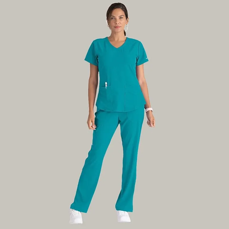 Skechers Sk201 Reliance 3-Pocket Mid-Rise Straight Leg Womens Petite Tag Free Stretch Fabric Moisture Wicking Scrub Pant