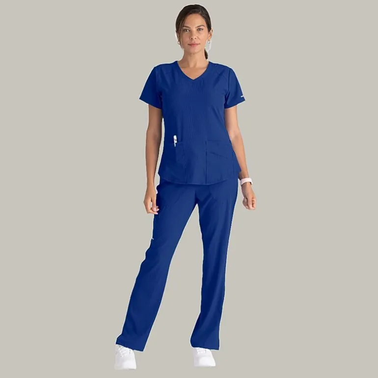 Skechers Sk201 Reliance 3-Pocket Mid-Rise Straight Leg Womens Petite Tag Free Stretch Fabric Moisture Wicking Scrub Pant