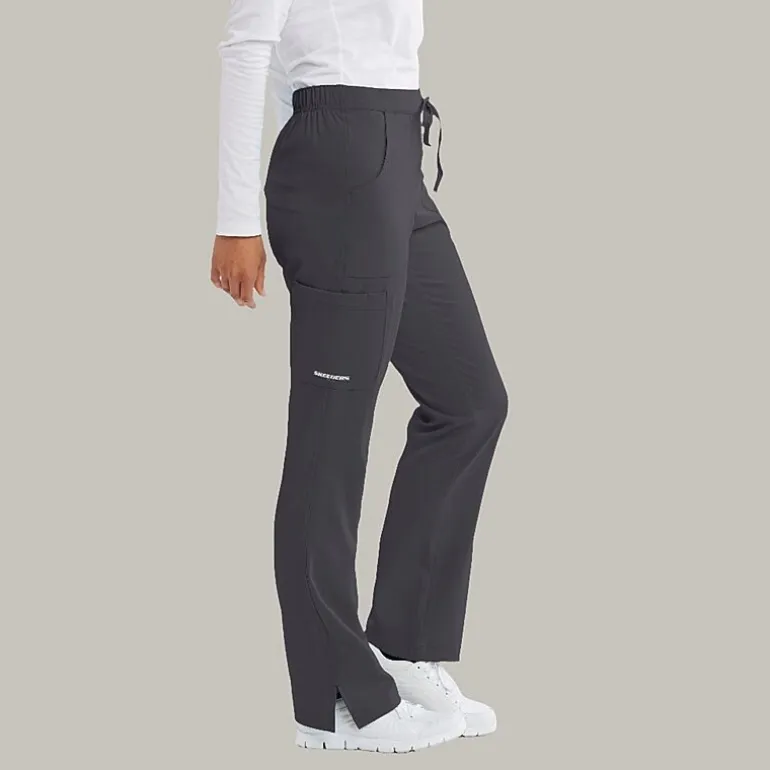 Skechers Sk201 Reliance 3-Pocket Mid-Rise Straight Leg Womens Petite Tag Free Stretch Fabric Moisture Wicking Scrub Pant
