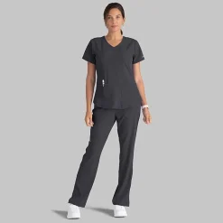 Skechers Sk201 Reliance 3-Pocket Mid-Rise Straight Leg Womens Petite Tag Free Stretch Fabric Moisture Wicking Scrub Pant