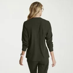 Skechers Sk401 Stability 2-Pocket Crewneck Snap-Front Warm-Up Womens Tag Free Stretch Fabric Moisture Wicking Scrub Jackets