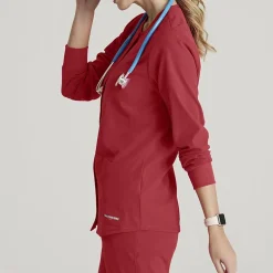 Skechers Sk401 Stability 2-Pocket Crewneck Snap-Front Warm-Up Womens Tag Free Stretch Fabric Moisture Wicking Scrub Jackets