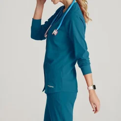Skechers Sk401 Stability 2-Pocket Crewneck Snap-Front Warm-Up Womens Tag Free Stretch Fabric Moisture Wicking Scrub Jackets