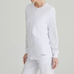 Skechers Sk401 Stability 2-Pocket Crewneck Snap-Front Warm-Up Womens Tag Free Stretch Fabric Moisture Wicking Scrub Jackets