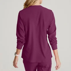 Skechers Sk401 Stability 2-Pocket Crewneck Snap-Front Warm-Up Womens Tag Free Stretch Fabric Moisture Wicking Scrub Jackets