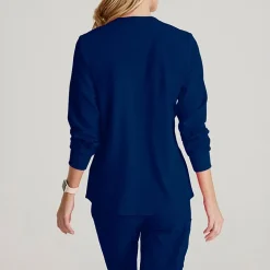 Skechers Sk401 Stability 2-Pocket Crewneck Snap-Front Warm-Up Womens Tag Free Stretch Fabric Moisture Wicking Scrub Jackets