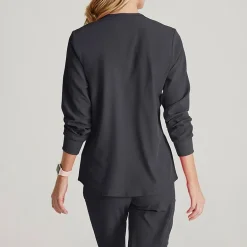 Skechers Sk401 Stability 2-Pocket Crewneck Snap-Front Warm-Up Womens Tag Free Stretch Fabric Moisture Wicking Scrub Jackets