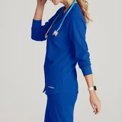 Skechers Sk401 Stability 2-Pocket Crewneck Snap-Front Warm-Up Womens Tag Free Stretch Fabric Moisture Wicking Scrub Jackets