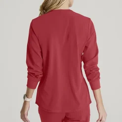 Skechers Sk401 Stability 2-Pocket Crewneck Snap-Front Warm-Up Womens Tag Free Stretch Fabric Moisture Wicking Scrub Jackets