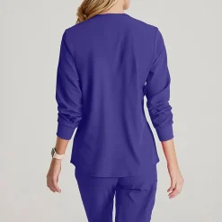 Skechers Sk401 Stability 2-Pocket Crewneck Snap-Front Warm-Up Womens Tag Free Stretch Fabric Moisture Wicking Scrub Jackets