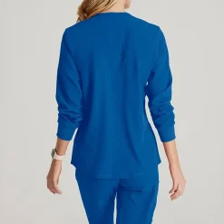 Skechers Sk401 Stability 2-Pocket Crewneck Snap-Front Warm-Up Womens Tag Free Stretch Fabric Moisture Wicking Scrub Jackets
