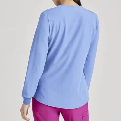 Skechers Sk401 Stability 2-Pocket Crewneck Snap-Front Warm-Up Womens Tag Free Stretch Fabric Moisture Wicking Scrub Jackets