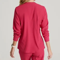 Skechers Sk401 Stability 2-Pocket Crewneck Snap-Front Warm-Up Womens Plus Tall Tag Free Stretch Fabric Moisture Wicking Scrub Jackets