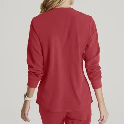 Skechers Sk401 Stability 2-Pocket Crewneck Snap-Front Warm-Up Womens Plus Tall Tag Free Stretch Fabric Moisture Wicking Scrub Jackets