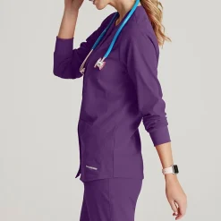 Skechers Sk401 Stability 2-Pocket Crewneck Snap-Front Warm-Up Womens Plus Tall Tag Free Stretch Fabric Moisture Wicking Scrub Jackets