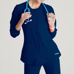 Skechers Sk401 Stability 2-Pocket Crewneck Snap-Front Warm-Up Womens Plus Tall Tag Free Stretch Fabric Moisture Wicking Scrub Jackets