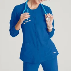 Skechers Sk401 Stability 2-Pocket Crewneck Snap-Front Warm-Up Womens Plus Tall Tag Free Stretch Fabric Moisture Wicking Scrub Jackets