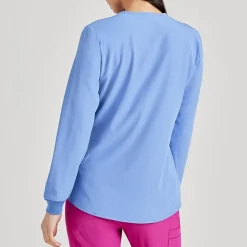 Skechers Sk401 Stability 2-Pocket Crewneck Snap-Front Warm-Up Womens Plus Tall Tag Free Stretch Fabric Moisture Wicking Scrub Jackets