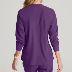 Skechers Sk401 Stability 2-Pocket Crewneck Snap-Front Warm-Up Womens Plus Tall Tag Free Stretch Fabric Moisture Wicking Scrub Jackets