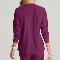 Skechers Sk401 Stability 2-Pocket Crewneck Snap-Front Warm-Up Womens Plus Tall Tag Free Stretch Fabric Moisture Wicking Scrub Jackets