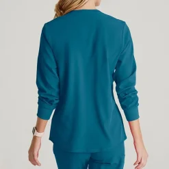 Skechers Sk401 Stability 2-Pocket Crewneck Snap-Front Warm-Up Womens Plus Tall Tag Free Stretch Fabric Moisture Wicking Scrub Jackets