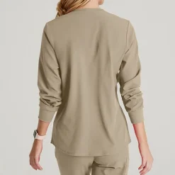 Skechers Sk401 Stability 2-Pocket Crewneck Snap-Front Warm-Up Womens Plus Tall Tag Free Stretch Fabric Moisture Wicking Scrub Jackets