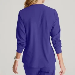 Skechers Sk401 Stability 2-Pocket Crewneck Snap-Front Warm-Up Womens Plus Tall Tag Free Stretch Fabric Moisture Wicking Scrub Jackets