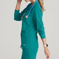 Skechers Sk401 Stability 2-Pocket Crewneck Snap-Front Warm-Up Womens Plus Tall Tag Free Stretch Fabric Moisture Wicking Scrub Jackets