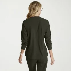 Skechers Sk401 Stability 2-Pocket Crewneck Snap-Front Warm-Up Womens Plus Tall Tag Free Stretch Fabric Moisture Wicking Scrub Jackets