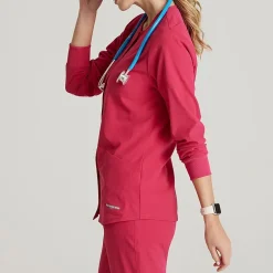 Skechers Sk401 Stability 2-Pocket Crewneck Snap-Front Warm-Up Womens Plus Tall Tag Free Stretch Fabric Moisture Wicking Scrub Jackets