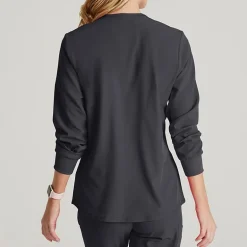 Skechers Sk401 Stability 2-Pocket Crewneck Snap-Front Warm-Up Womens Plus Tall Tag Free Stretch Fabric Moisture Wicking Scrub Jackets