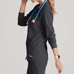 Skechers Sk401 Stability 2-Pocket Crewneck Snap-Front Warm-Up Womens Plus Tall Tag Free Stretch Fabric Moisture Wicking Scrub Jackets