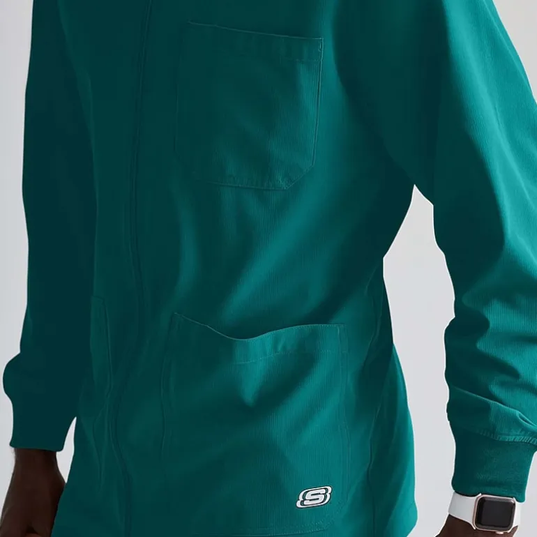 Skechers Sk0408 Structure 3-Pocket Crewneck Warm-Up Mens Big and Tall Tag Free Stretch Fabric Moisture Wicking Scrub Jackets