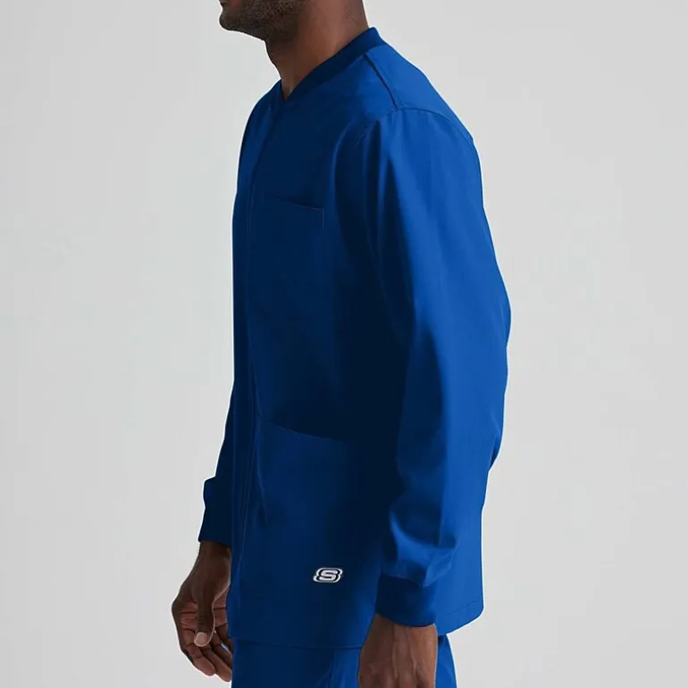 Skechers Sk0408 Structure 3-Pocket Crewneck Warm-Up Mens Big and Tall Tag Free Stretch Fabric Moisture Wicking Scrub Jackets