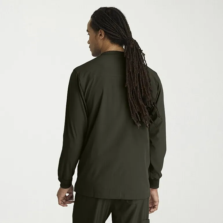 Skechers Sk0408 Structure 3-Pocket Crewneck Warm-Up Mens Big and Tall Tag Free Stretch Fabric Moisture Wicking Scrub Jackets