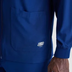 Skechers Sk0408 Structure 3-Pocket Crewneck Warm-Up Mens Big and Tall Tag Free Stretch Fabric Moisture Wicking Scrub Jackets