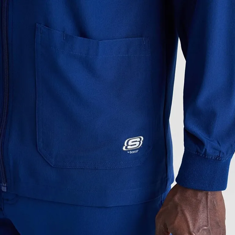 Skechers Sk0408 Structure 3-Pocket Crewneck Warm-Up Mens Big and Tall Tag Free Stretch Fabric Moisture Wicking Scrub Jackets