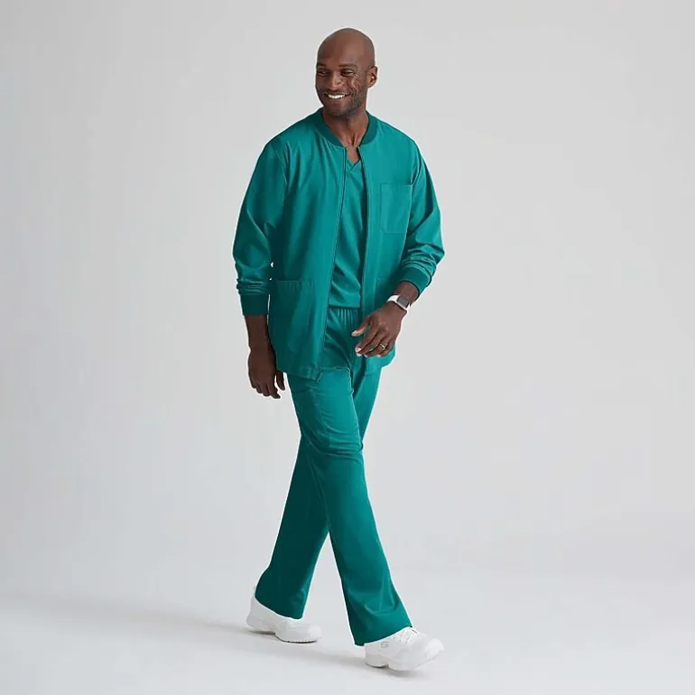 Skechers Sk0408 Structure 3-Pocket Crewneck Warm-Up Mens Big and Tall Tag Free Stretch Fabric Moisture Wicking Scrub Jackets