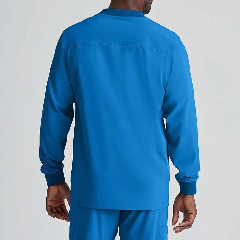 Skechers Sk0408 Structure 3-Pocket Crewneck Warm-Up Mens Big and Tall Tag Free Stretch Fabric Moisture Wicking Scrub Jackets