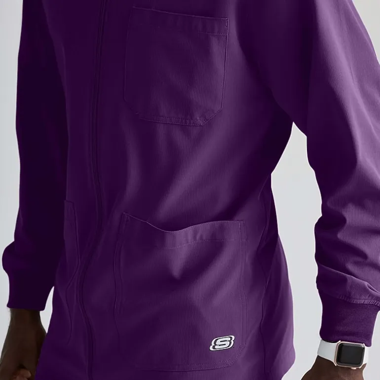 Skechers Sk0408 Structure 3-Pocket Crewneck Warm-Up Mens Big and Tall Tag Free Stretch Fabric Moisture Wicking Scrub Jackets