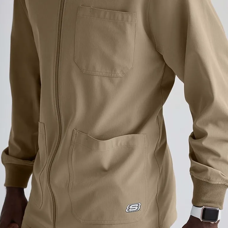 Skechers Sk0408 Structure 3-Pocket Crewneck Warm-Up Mens Big and Tall Tag Free Stretch Fabric Moisture Wicking Scrub Jackets